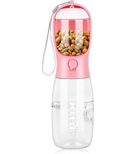 PetObcessed 2 in 1 Portable Pet Water Bottle with Storage Food and Water Container