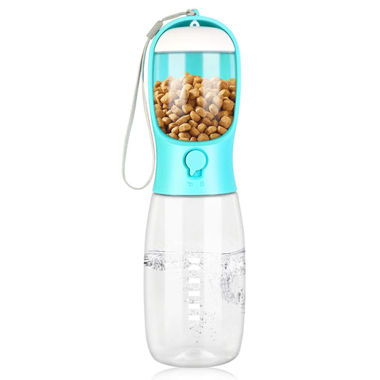 PetObcessed  2 in 1 Portable Pet Water Bottle with Storage Food and Water Container