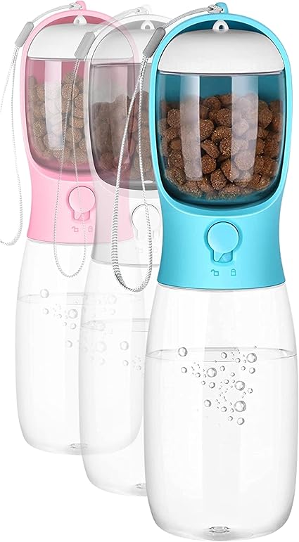 PetObcessed  2 in 1 Portable Pet Water Bottle with Storage Food and Water Container